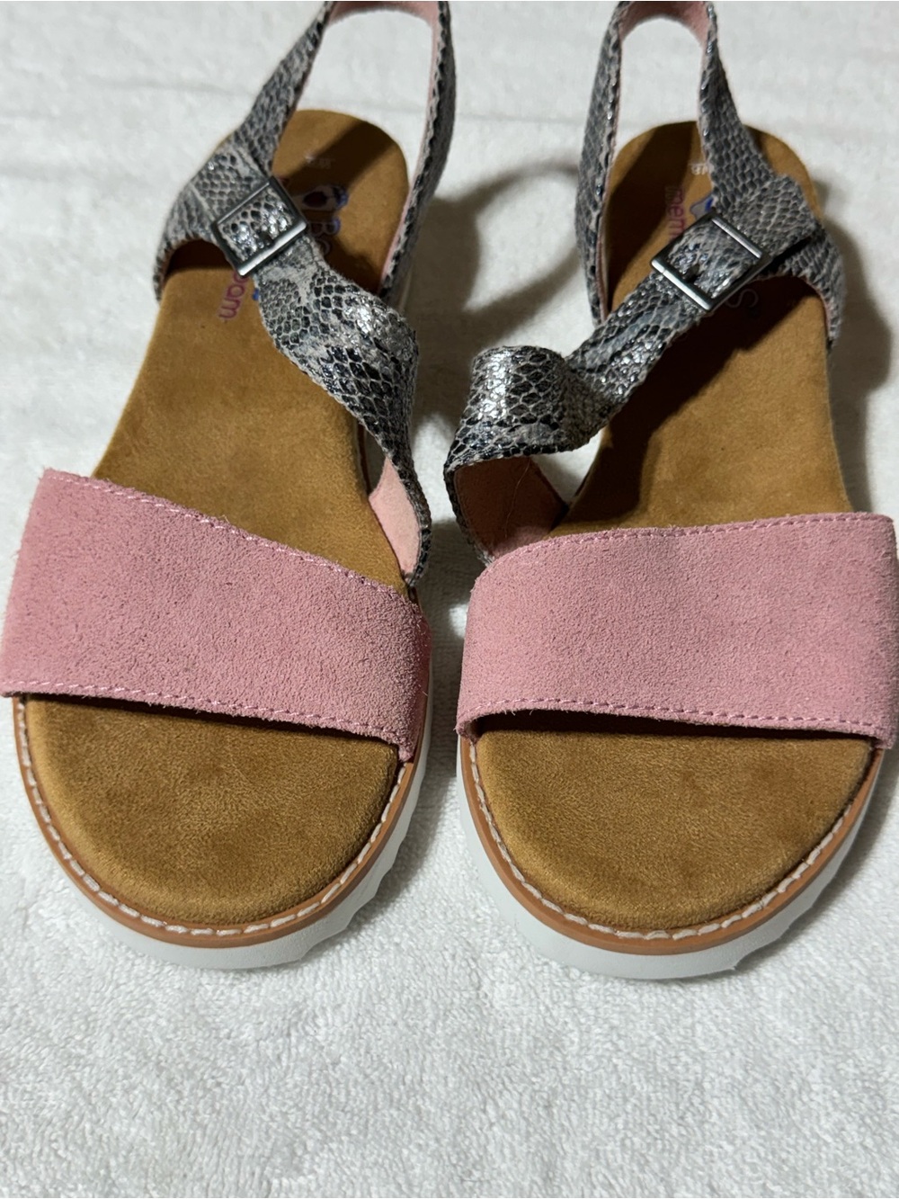 BOBS from Skechers Pink Suede & Snake-Print Slingback Sandals